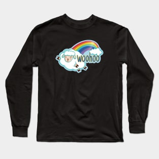 Woohoo - Funny Rainbow Sheep Long Sleeve T-Shirt